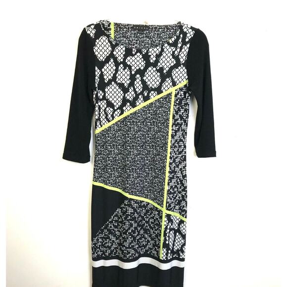 Tribal Dress Women's Small Black White Knit Snakeskin Graphic Night Out Goth - Picture 7 of 7